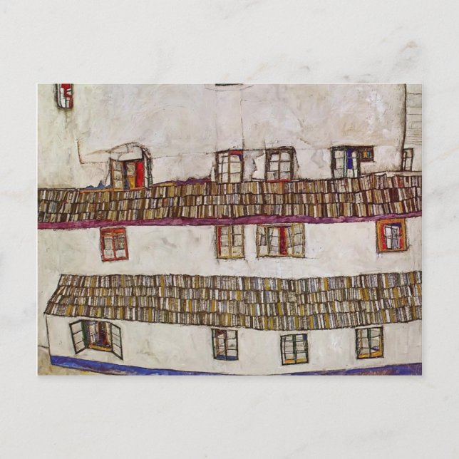 Egon Schiele- Fenster (Fassade eines Hauses) Postkarte (Vorderseite)