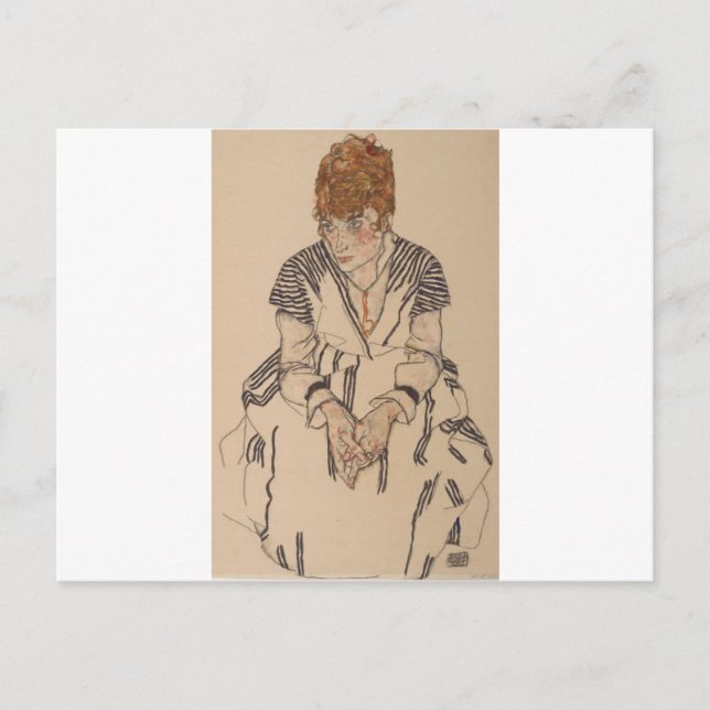 Egon Schiele - Frau des Künstlers im Jura Postkarte (Vorderseite)