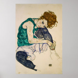 Egon Schiele Frau malt expressionistisches Porträt Poster