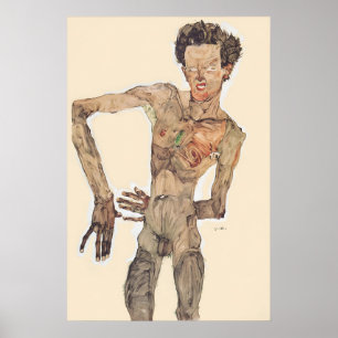 Egon Schiele 'Grimassierendes Aktselbstbildnis' Poster