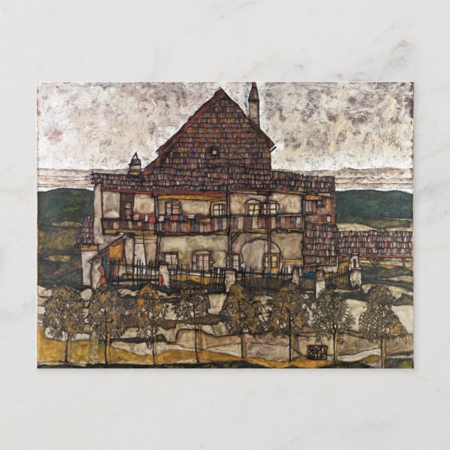 Egon Schiele Haus mit Steindach Altes Haus II Postkarte (Vorderseite)