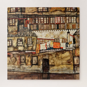 Egon Schiele - Haus-Wand auf dem Fluss Puzzle