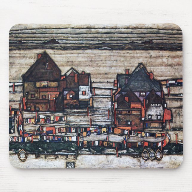 Egon Schiele , "Häuser mit Wäsche" Mousepad (Vorne)