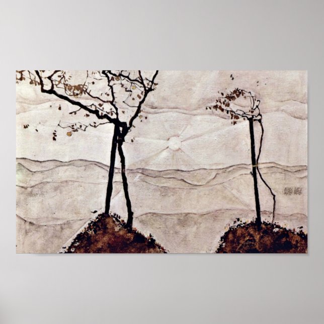 Egon Schiele - Herbstsonne und Bäume Poster (Vorne)