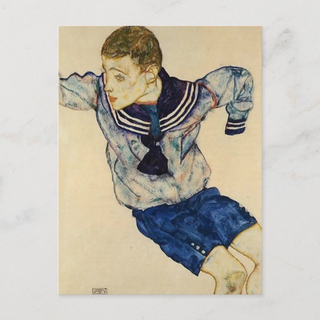 Egon Schiele - Junge in einem Sailor-Anzug Postkarte (Vorderseite)