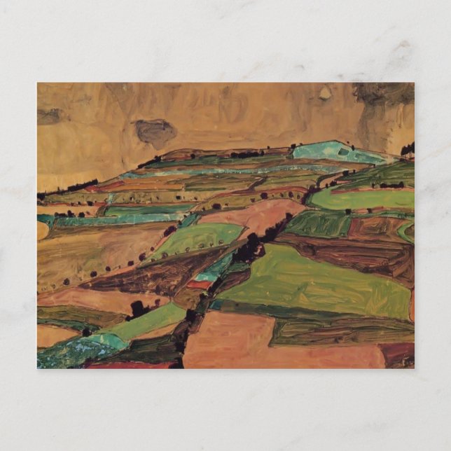 Egon Schiele - Landschaft auf den Feldern Postkarte (Vorderseite)