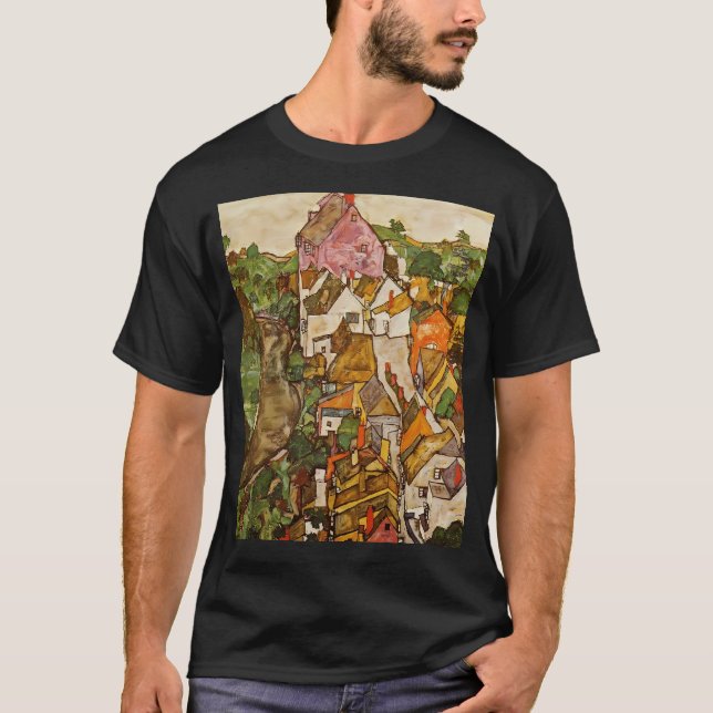 Egon Schiele Landschaft in Krumau T-Shirt (Vorderseite)