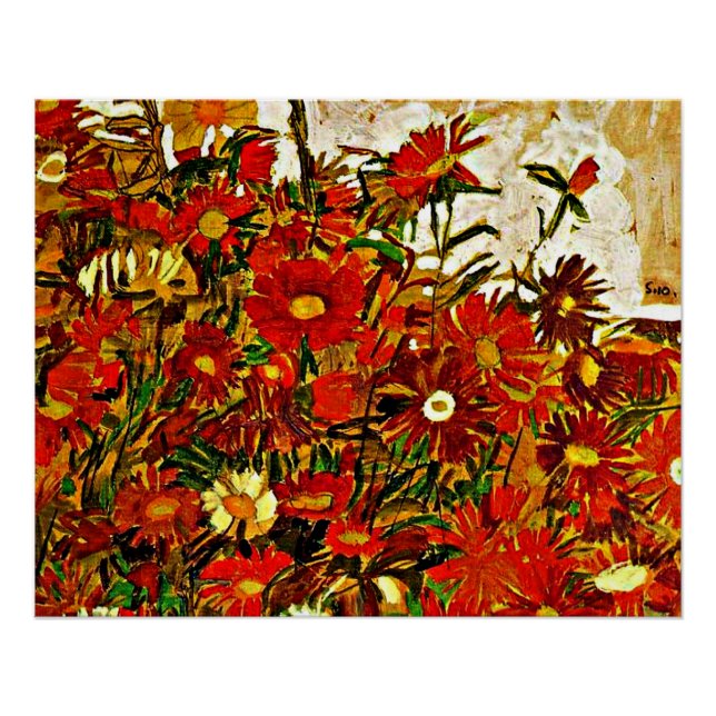 Egon Schiele Malerei, Feld der Blume Poster (Vorderseite)