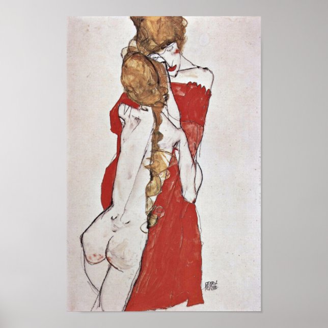 Egon Schiele - Mutter und Tochter Poster (Vorne)