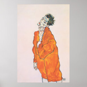 Egon Schiele 'Orangene Jacke' Druck Expressionismu Poster