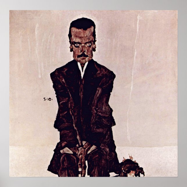 Egon Schiele - Portrait von Eduard Kosmack Poster (Vorne)