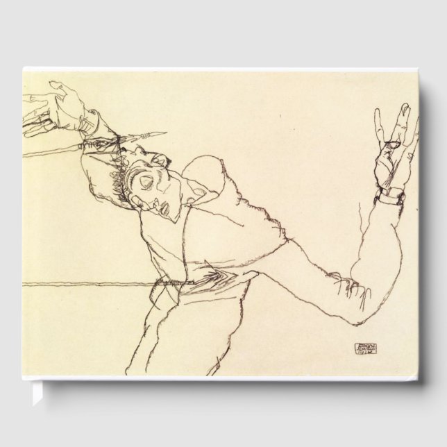Egon Schiele - Selbstportrait als St Sebastian Gästebuch (Vorderseite)
