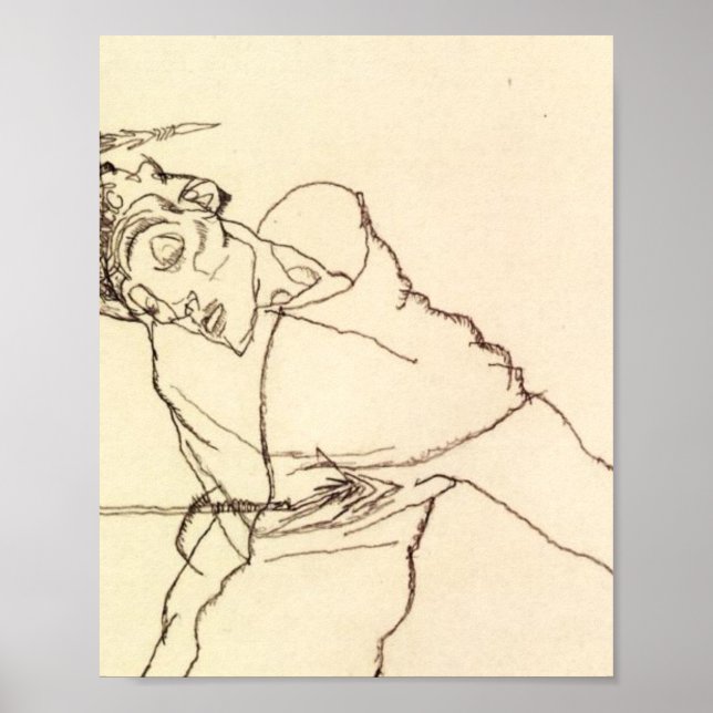 Egon Schiele - Selbstportrait als St Sebastian Poster (Vorne)