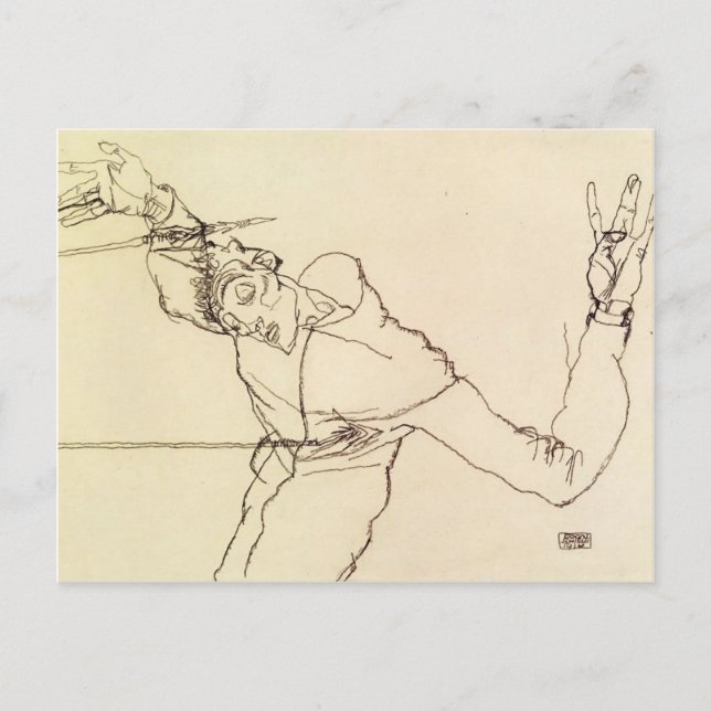 Egon Schiele - Selbstportrait als St. Sebastian Postkarte (Vorderseite)