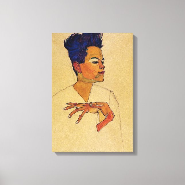 Egon Schiele Selbstportrait Canvas Print Leinwanddruck (Vorderseite)