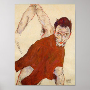 Egon Schiele - Selbstportrait in einem Jerkin mit  Poster