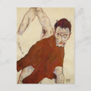 Egon Schiele - Selbstportrait in einer Kerkine Postkarte