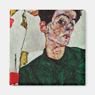 Egon Schiele - Selbstportrait mit chinesischer Lat Magnet