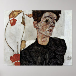 Egon Schiele - Selbstportrait mit Frucht Lantern Poster