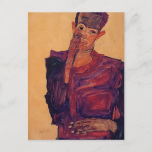 Egon Schiele - Selbstportrait mit Hand nach vorne Postkarte