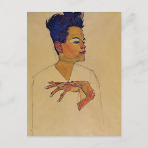 Egon Schiele - Selbstportrait mit Händen auf der B Postkarte