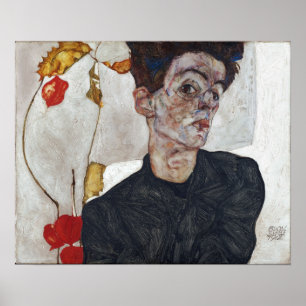 Egon Schiele Selbstportrait mit Physalis Poster