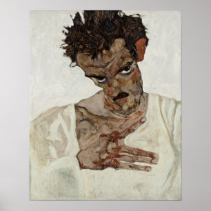 Egon Schiele Selbstportrait mit reduziertem Kopf Poster