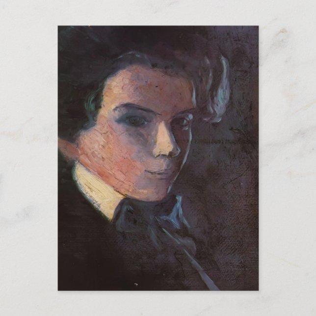 Egon Schiele - Selbstportrait, rechts Postkarte (Vorderseite)