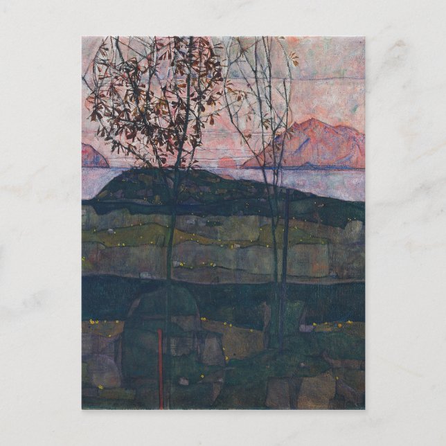 Egon Schiele Setting Sun Postkarte (Vorderseite)
