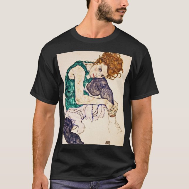 Egon Schiele - Sitzfrau mit den Beinen aufgestellt T-Shirt (Vorderseite)