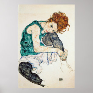 Egon Schiele Sitzgelegene Frau mit Bent Knee Poster