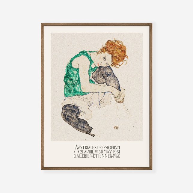 Egon Schiele Sitzgelegene Frau mit Bent Knees Fine Poster (Von Creator hochgeladen)