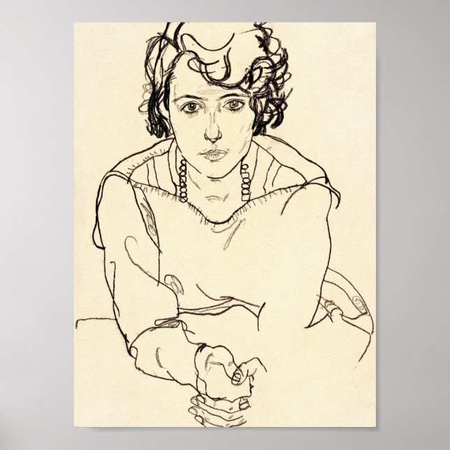 Egon Schiele - Sitzgelegene Frau Poster (Vorne)