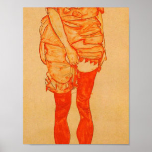 Egon Schiele - Stehende Frau in Rot Poster