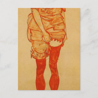 Egon Schiele - Stehende Frau in Rot Postkarte