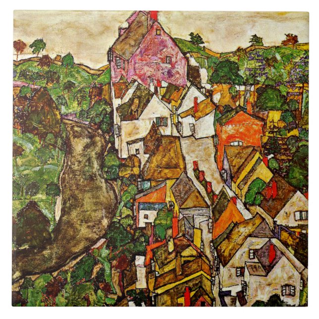 Egon Schiele - Stein an der Donau Fliese (Vorderseite)
