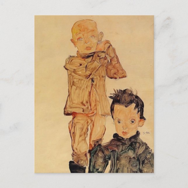 Egon Schiele - Zwei Jungs Postkarte (Vorderseite)