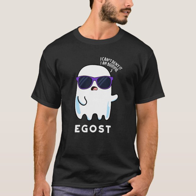 Egost Funny Halloween Ego Ghost Pun Dark BG T-Shirt (Vorderseite)