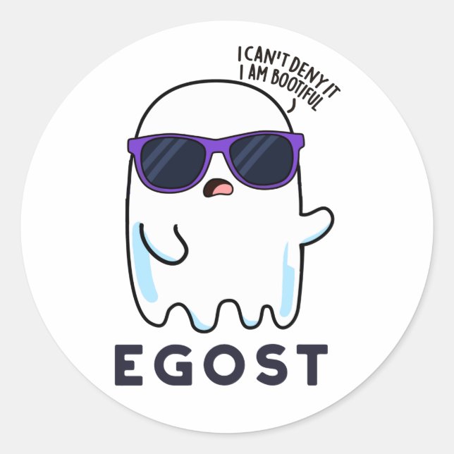 Egost Funny Halloween Ego Ghost Pun Runder Aufkleber (Vorderseite)