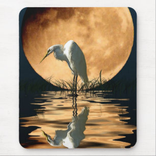 Egret & A Golden Moon Mousepad