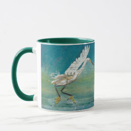 Egret Bird Ocean Aquamarin Art Tasse