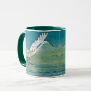 Egret Bird Ocean Aquamarin Art Tasse