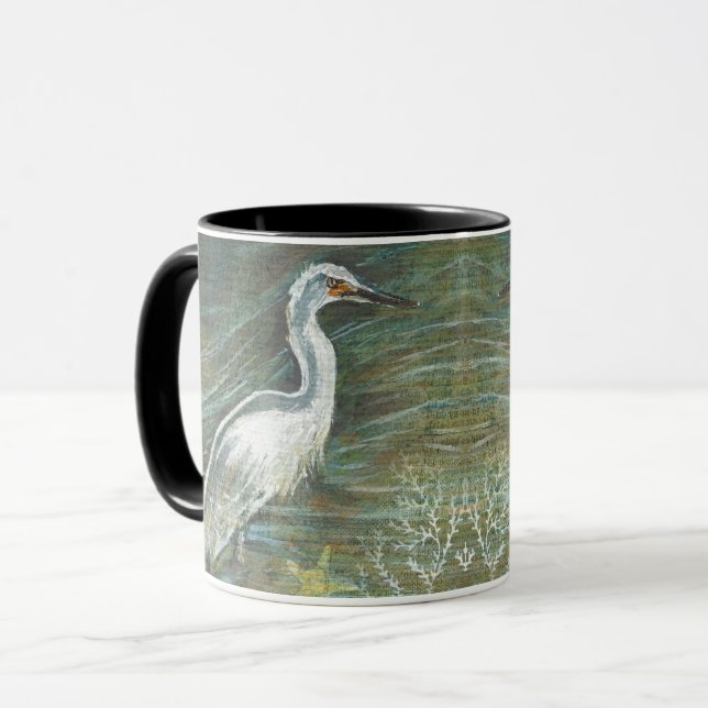 Egret Bird Water Art Tasse (Vorderseite Links)