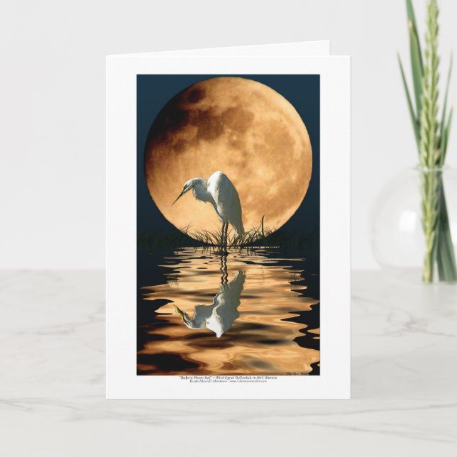 EGRET & GOLDEN MOON ~ Grußkarten & Mitteilungskart Karte (Vorderseite)
