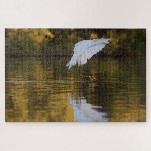 Egret im Flug über den Goldenen Teich Puzzle