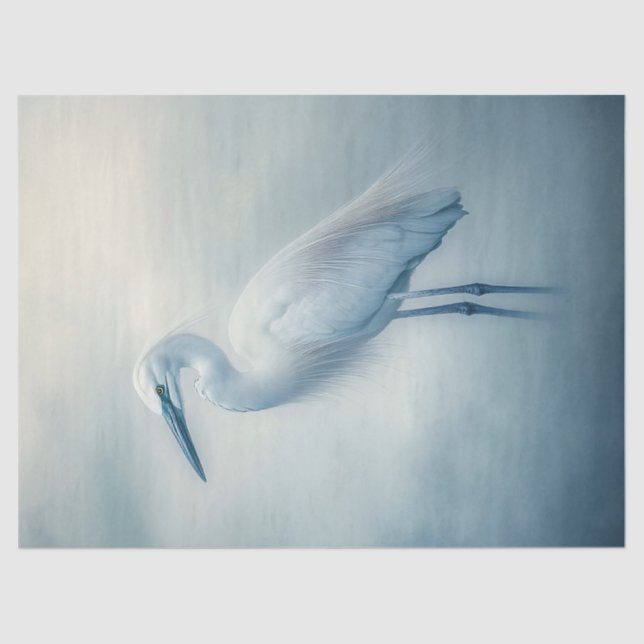 Egret in der Nebeldekoupage Seidenpapier (Vorderseite)