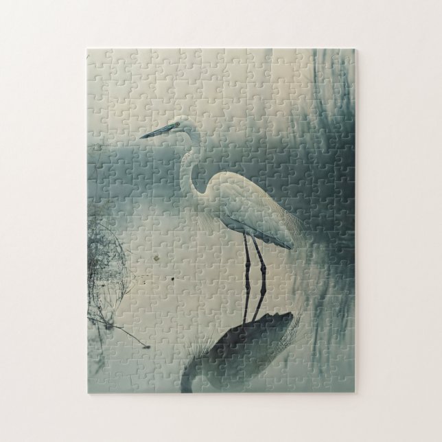 Egret in Nebel Puzzle (Vertikal)