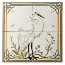 Egret - Kunsthandwerk Keramik Tile Fliese