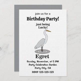 Egret Lucky Bird Birthday Party Einladung