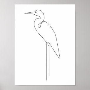 Egret Minimalistisch Bird Line Art Poster